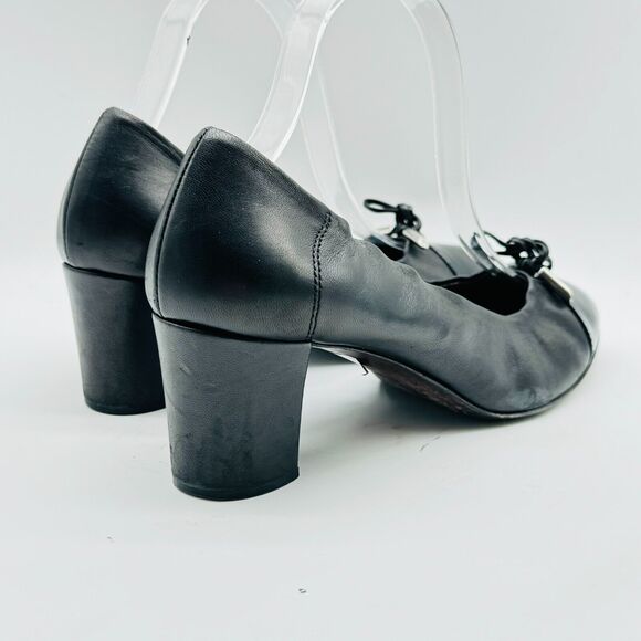 AGL Shoes Womens EU 39 US 9 Black Leather Heels Cap Toe Pumps Attilo Giusti - Picture 7 of 12